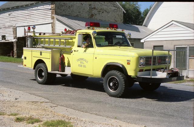 09-13-86 Photo of 1972 International Pierce Tac at Lionville Fire Company Housing.  Taken by Al Powell